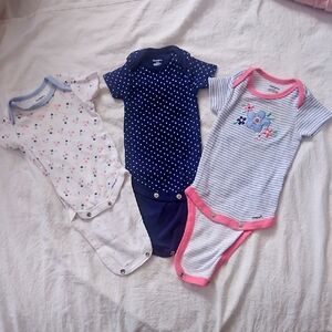 Gerber, Onesies, 0-3 Monthes, Newborn, Cotton, Girls (x3)